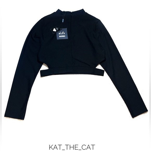 Missguided X Nicole Women's Black Crop Top with Cut Out Sides - Size US 10 - Picture 4 of 11